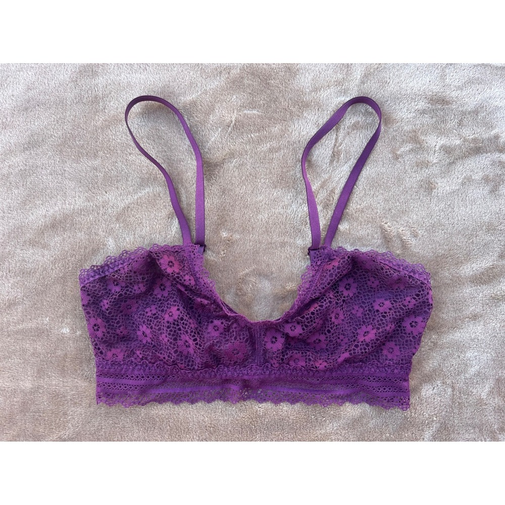 Victoria's‎ Secret Purple Lace Floral Bralette Bra Adjustable Straps S/P C75